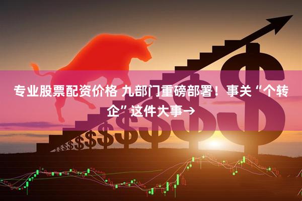 专业股票配资价格 九部门重磅部署！事关“个转企”这件大事→
