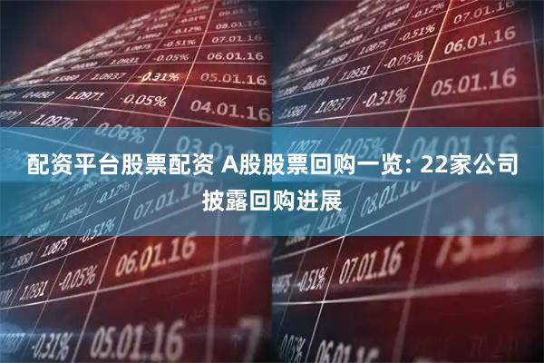 配资平台股票配资 A股股票回购一览: 22家公司披露回购进展